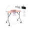 Pink Foldable Manicure Nail Table with 4 Lockable Wheels and LED Table Lamp